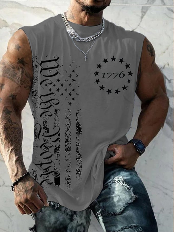 Men's Independence Day We The People Flag Print Tank Top