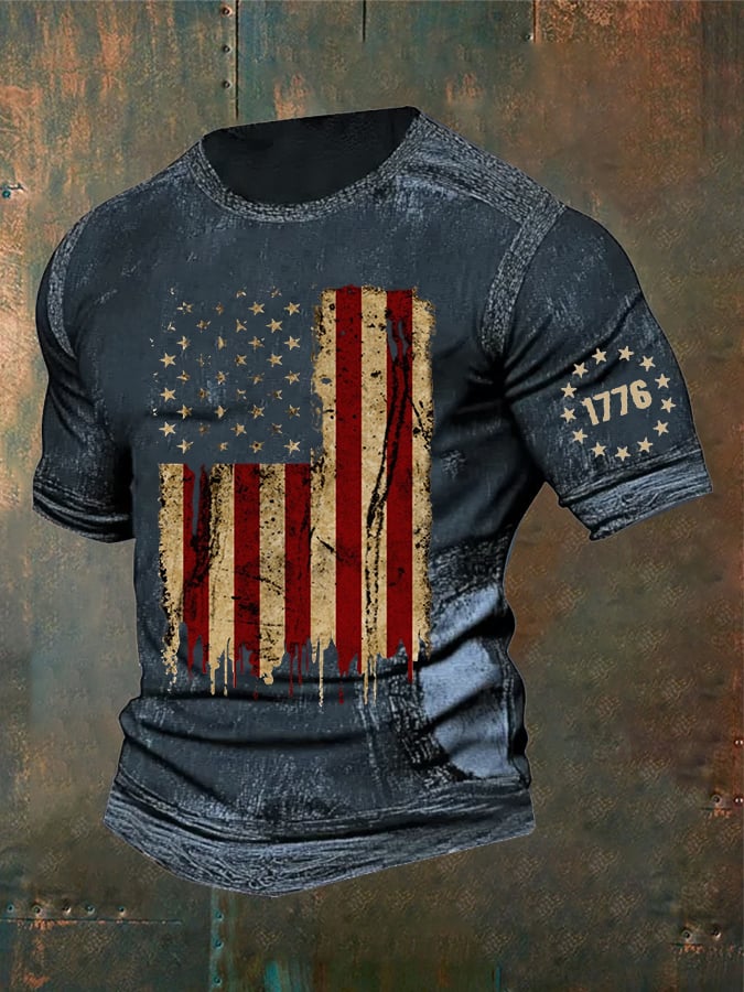 Men's Fashion Casual Retro Independence Day T-shirt