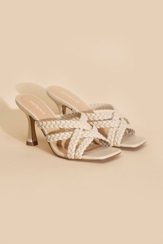 Lena Double Cross Braided Heels