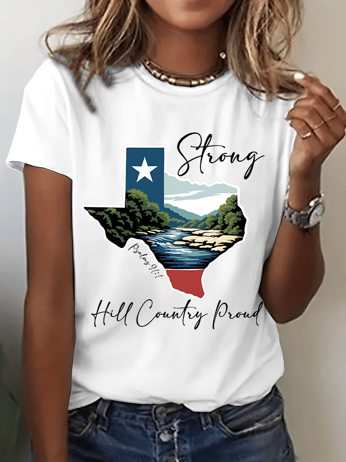 🙏💔Join us in praying for Texas.🙏Women's Texas Strong Print Crew Neck T-Shirt