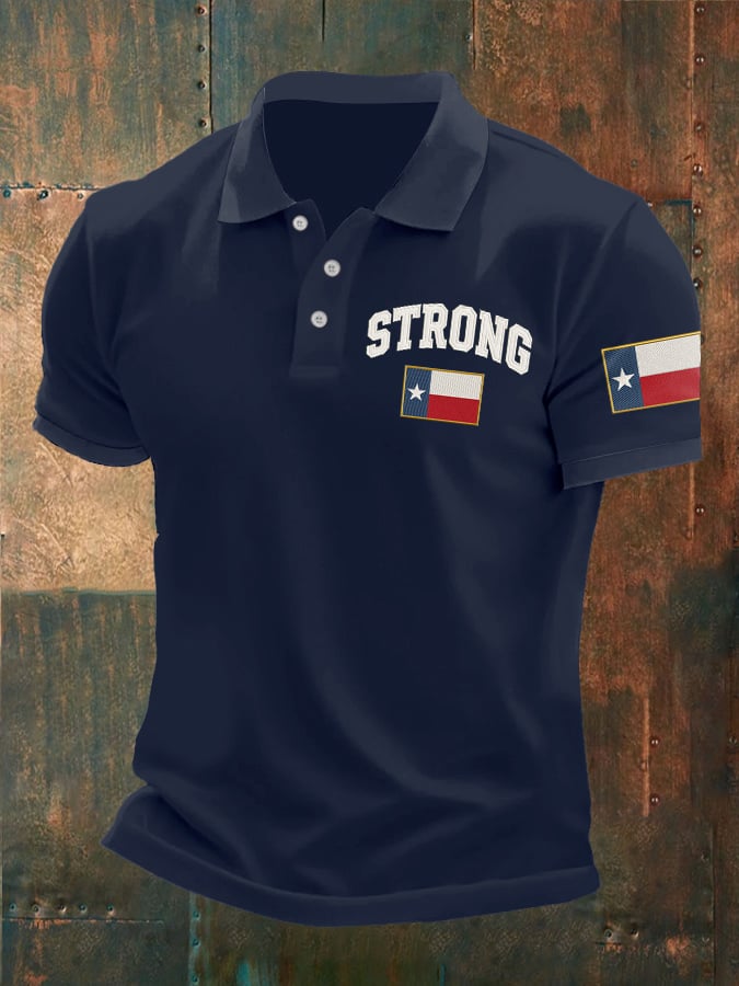 ๐๐Join us in praying for Texas.๐Men's Retro Texas Strong Printed Polo Shirt