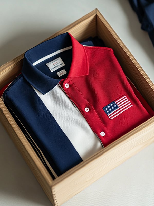 Mens Luxury Casual Independence Day Flag Long Sleeve Shirt