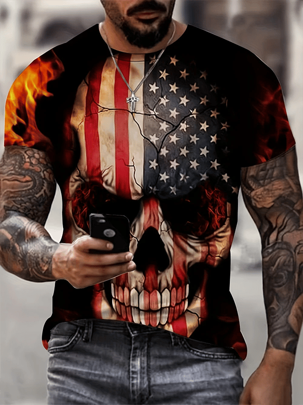 Men's Vintage Skull Print T-Shirt