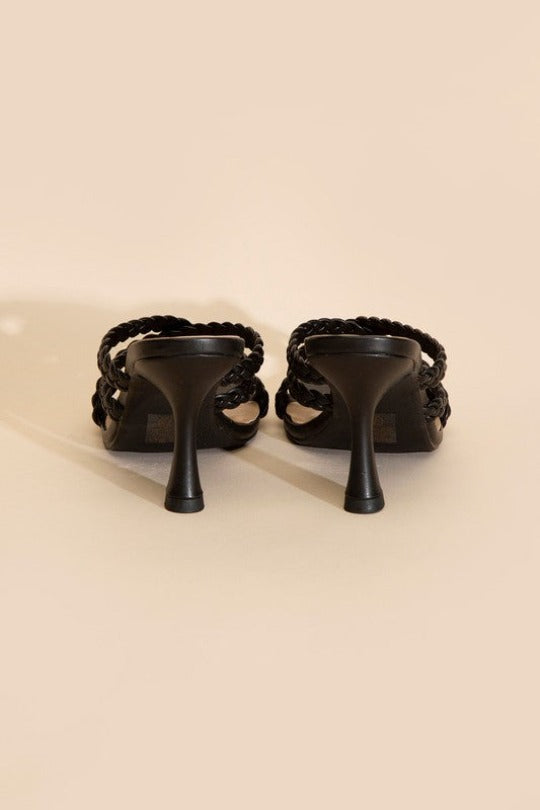 Lena Double Cross Braided Heels
