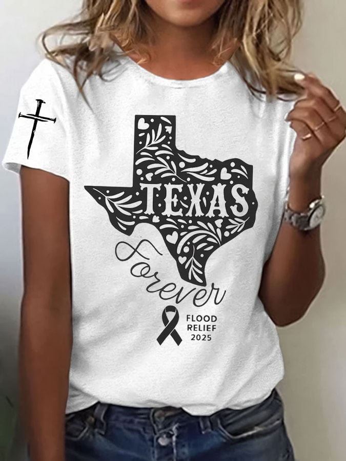Women's Texas Flood TEXAS Forever Print Casual T-Shirt