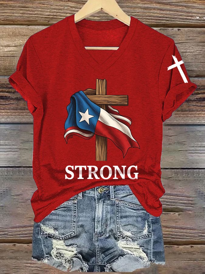 🙏💔Join us in praying for Texas.🙏Women's Vintage Texas Strong Print T-Shirt
