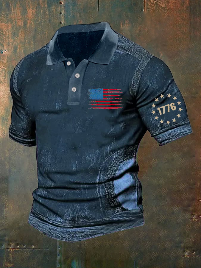 Men's Casual Retro Independence Day Polo