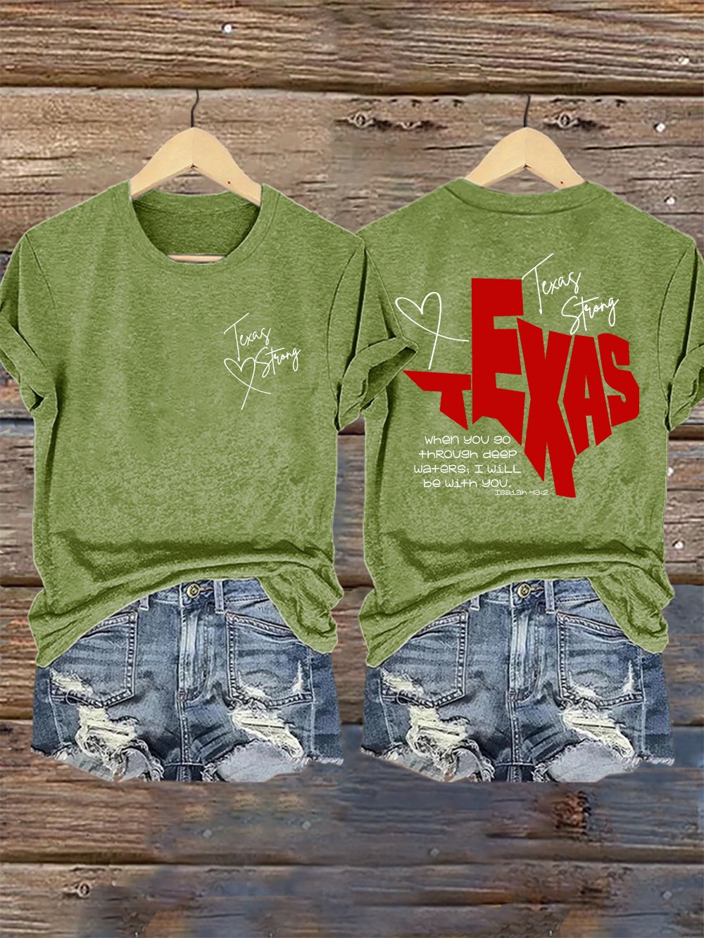 🙏💔Join us in praying for Texas.🙏Retro Texas Strong When You Go Through Deep Waters, I Will Be With You. Isaiah 43:2 Print T-Shirt