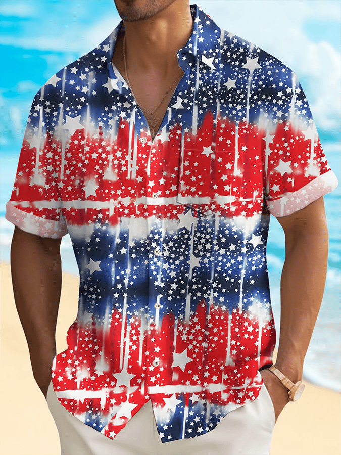 Men's Independence Day Printed Casual Shirt (With Pockets)