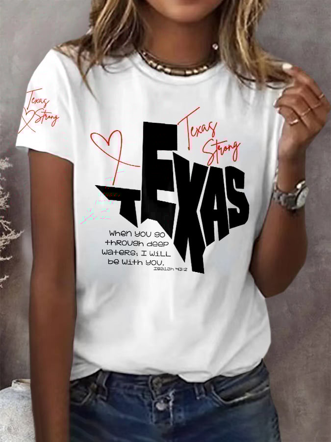 🙏💔Join us in praying for Texas.🙏Retro Texas Strong When You Go Through Deep Waters, I Will Be With You. Isaiah 43:2 Print T-Shirt