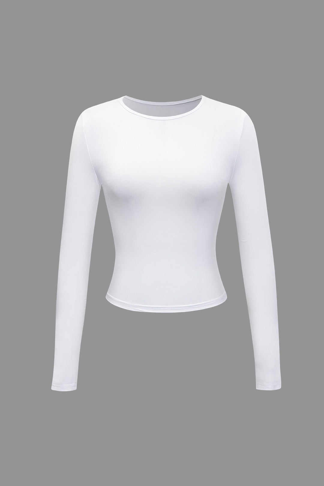 Basic Solid Round Neck Long Sleeve Top