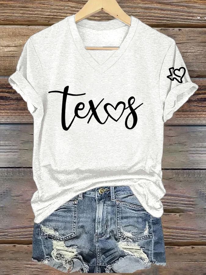 🙏💔Join us in praying for Texas.🙏Women's Texas With Heart Printed T-shirt