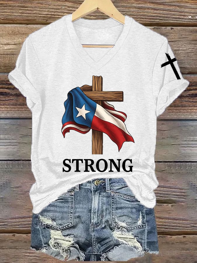 🙏💔Join us in praying for Texas.🙏Women's Vintage Texas Strong Print T-Shirt