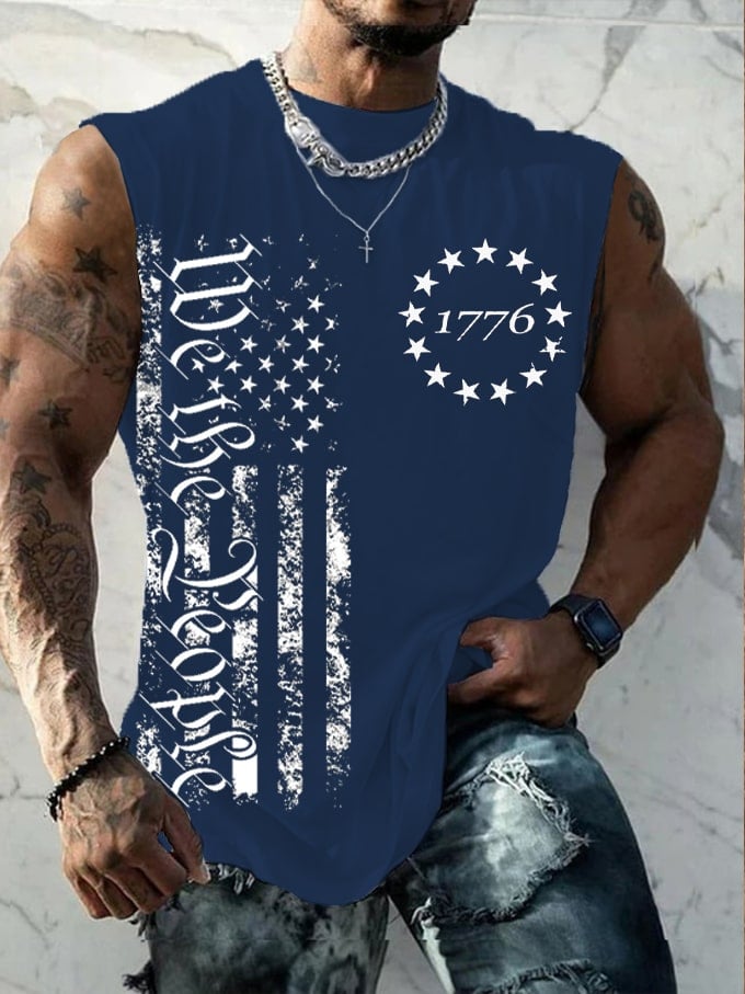 Men's Independence Day We The People Flag Print Tank Top