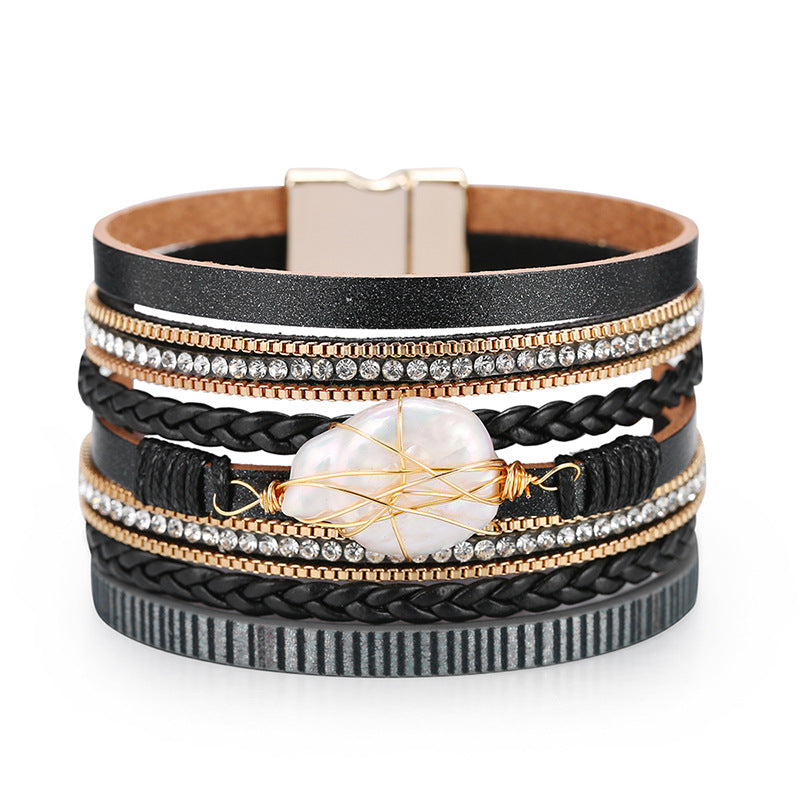 Bohemian Vegan Leather Bracelet, Boho Wrap Bracelet