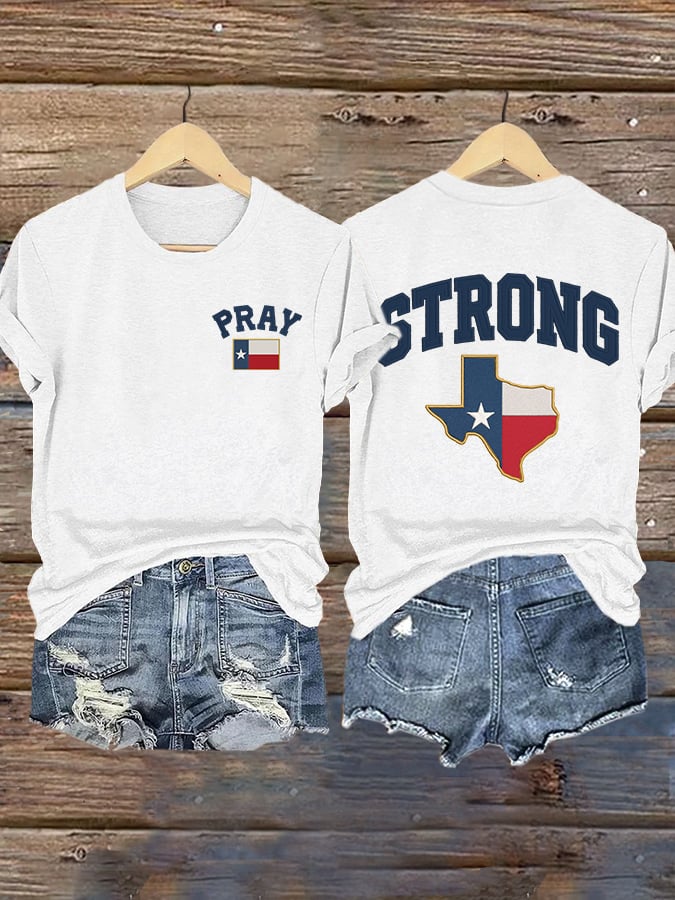 🙏💔Join us in praying for Texas.🙏Retro Pray For Texas Texas Strong Print T-Shirt