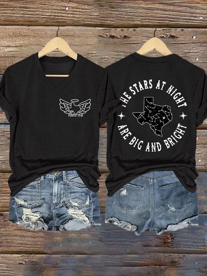 ππJoin us in praying for Texas.πV-Neck Retro Texas Strong Psalm 34:18 The Lord Is Near To The Brokenhearted And Saves Those Who Are Crushed In Spirit .The Stars At Night Are Big And Bright Deep In The Heart Of Texas Print T-Shirt