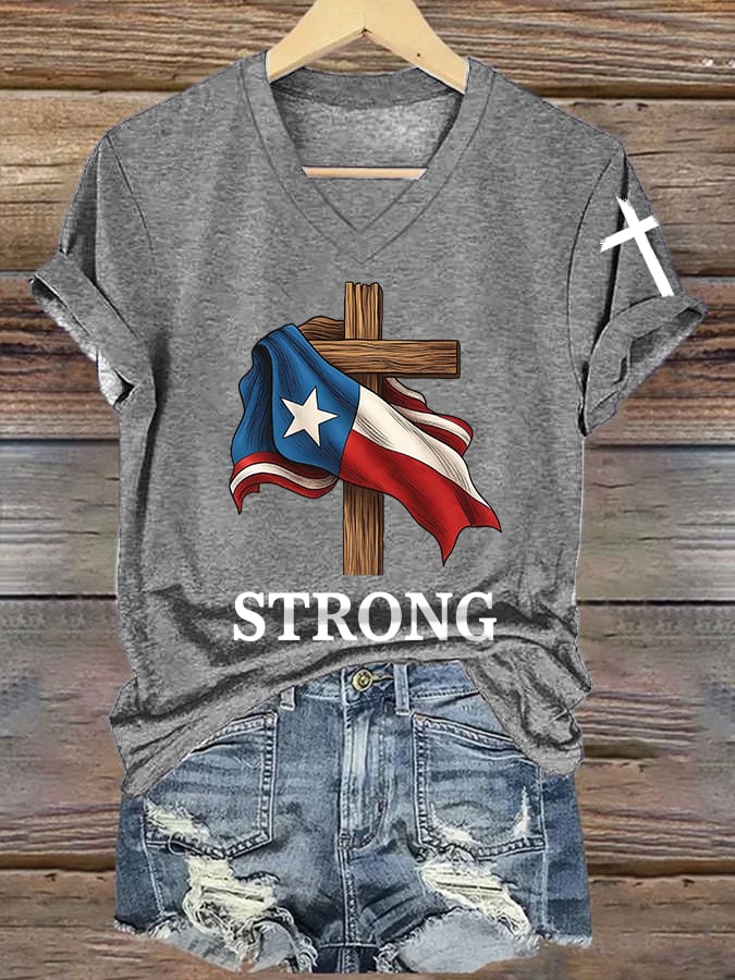 🙏💔Join us in praying for Texas.🙏Women's Vintage Texas Strong Print T-Shirt
