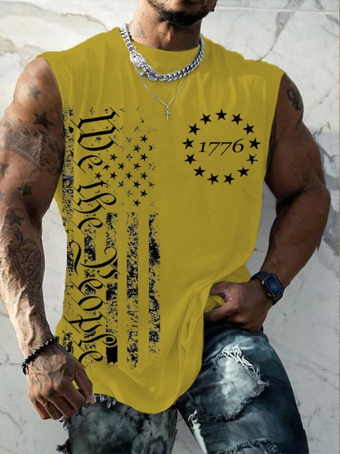 Men's Independence Day We The People Flag Print Tank Top
