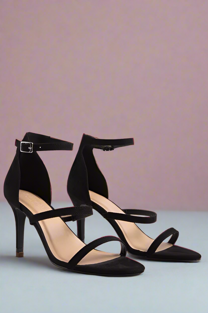 Forward Cross Step Ankle Strap Heels