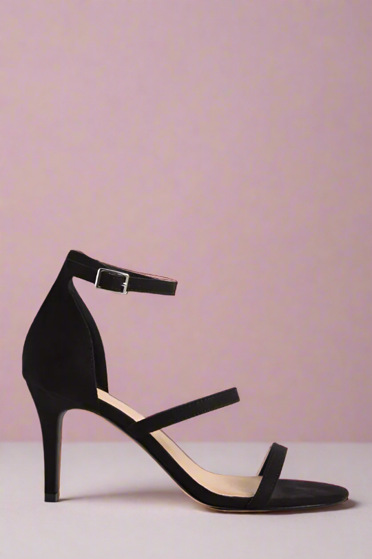 Forward Cross Step Ankle Strap Heels