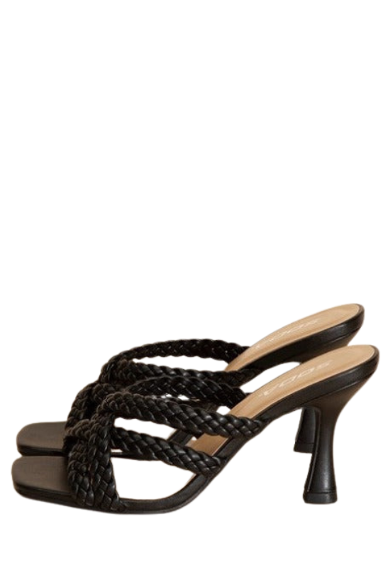 Lena Double Cross Braided Heels