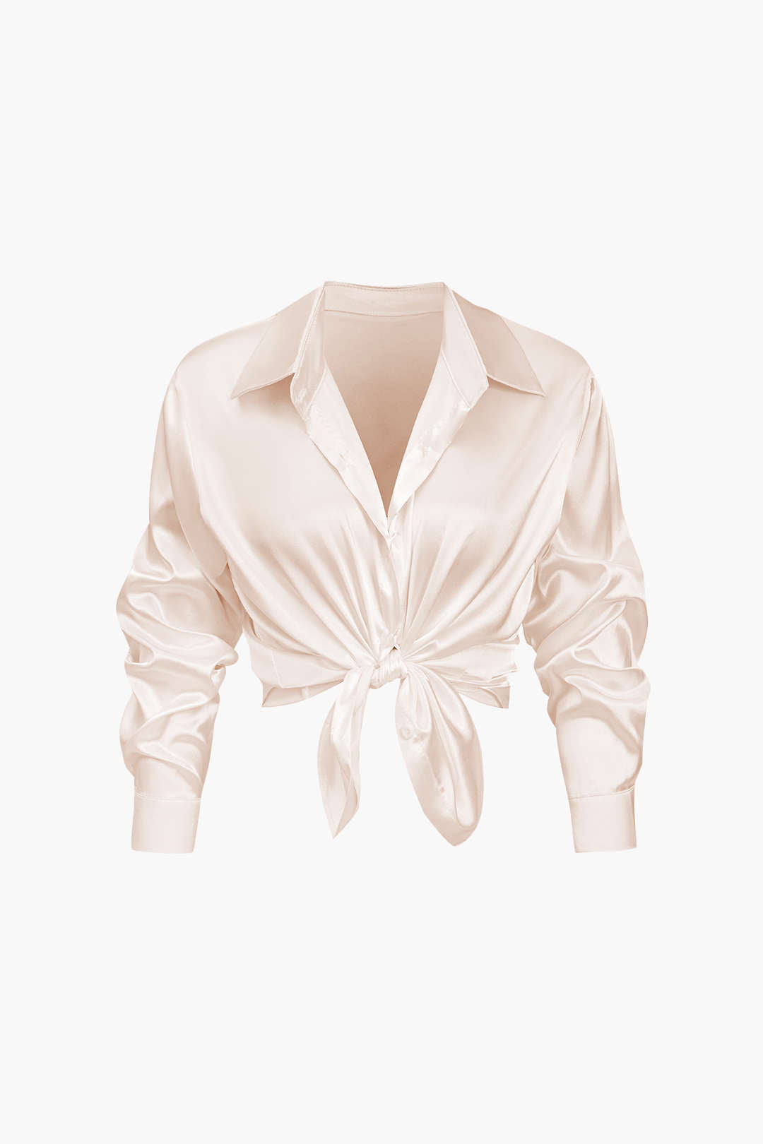 Basic Solid Satin Long-Sleeve Shirt