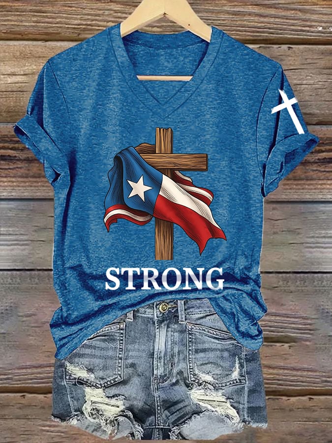🙏💔Join us in praying for Texas.🙏Women's Vintage Texas Strong Print T-Shirt