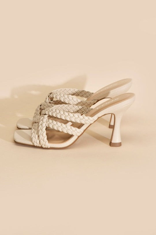 Lena Double Cross Braided Heels