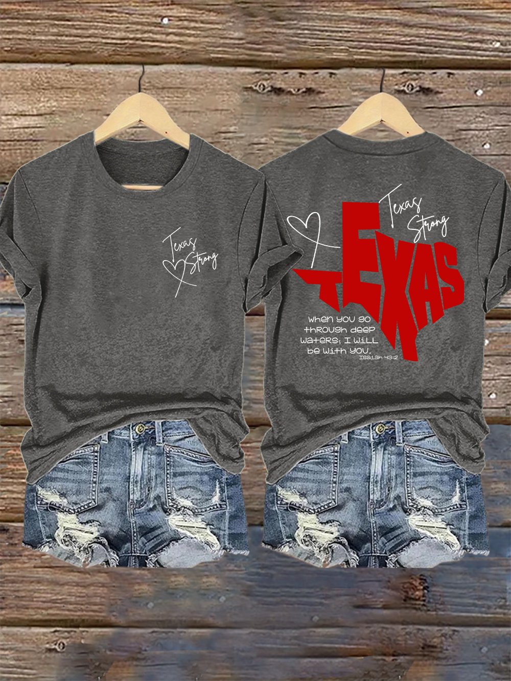 🙏💔Join us in praying for Texas.🙏Retro Texas Strong When You Go Through Deep Waters, I Will Be With You. Isaiah 43:2 Print T-Shirt