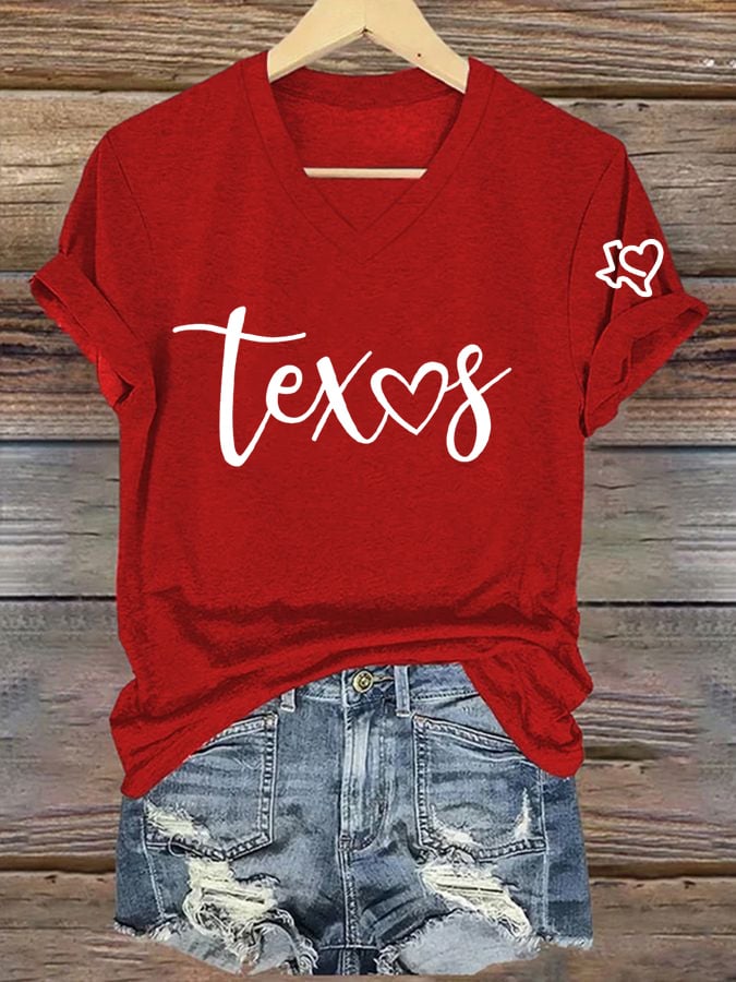 🙏💔Join us in praying for Texas.🙏Women's Texas With Heart Printed T-shirt