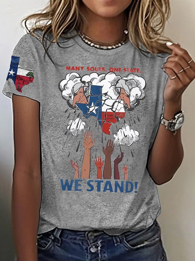 🙏💔Join us in praying for Texas.🙏Women's Texas Strong Print Crew Neck T-Shirt