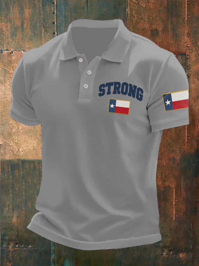 ๐๐Join us in praying for Texas.๐Men's Retro Texas Strong Printed Polo Shirt