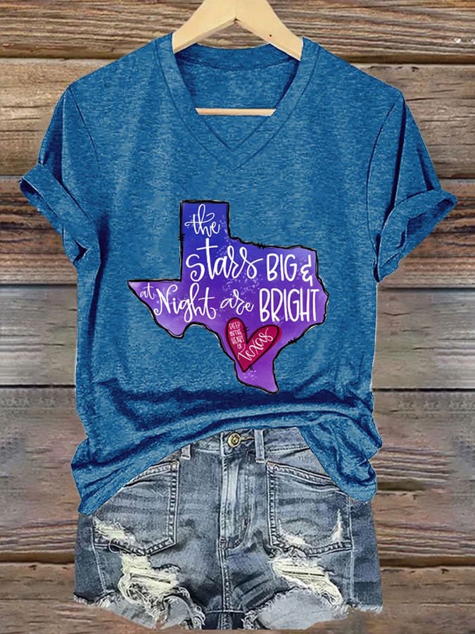Women's God Bless Texas Casual V-Neck T-Shirt