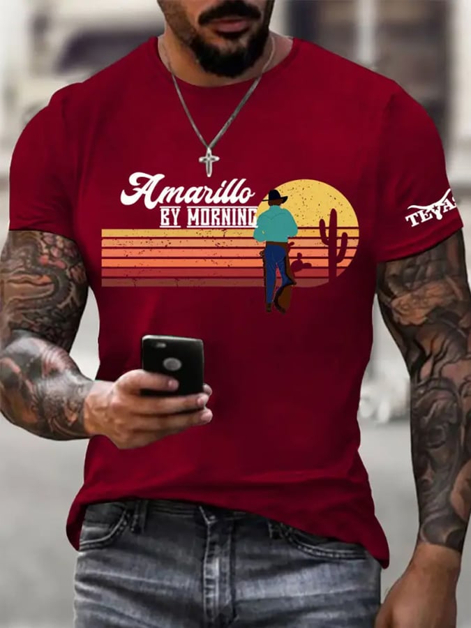 ๐๐Join us in praying for Texas.๐Men's Amarillo By Morning Print T-Shirt