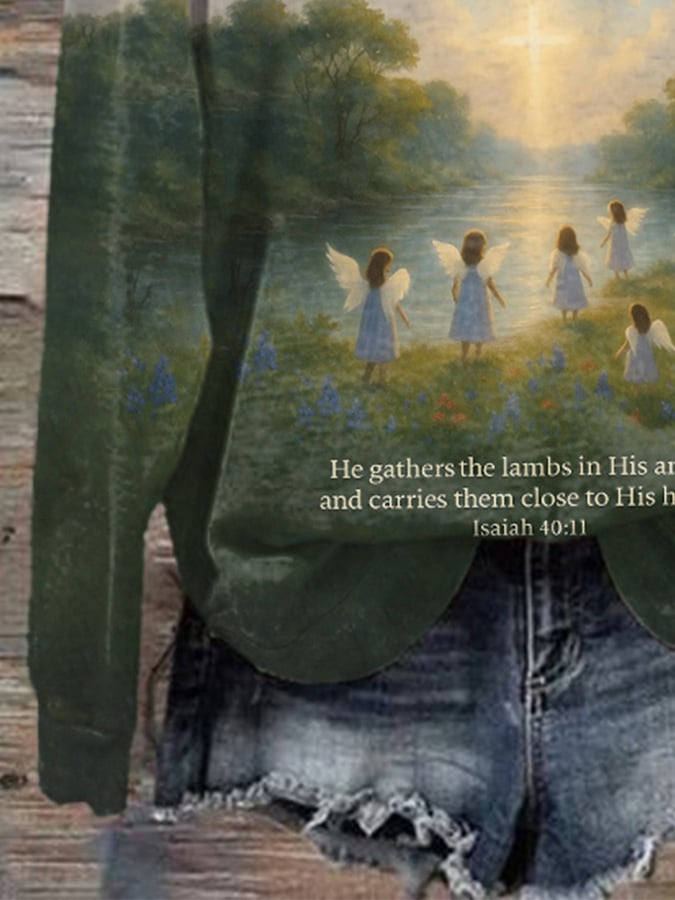 🙏💔Join us in praying for Texas.🙏Retro In Loving Memory Guadalupe River He Gathers The Lambs In His Arms And Carries Them Close To His Hear Isaiah 40:11 Print Sweatshirt
