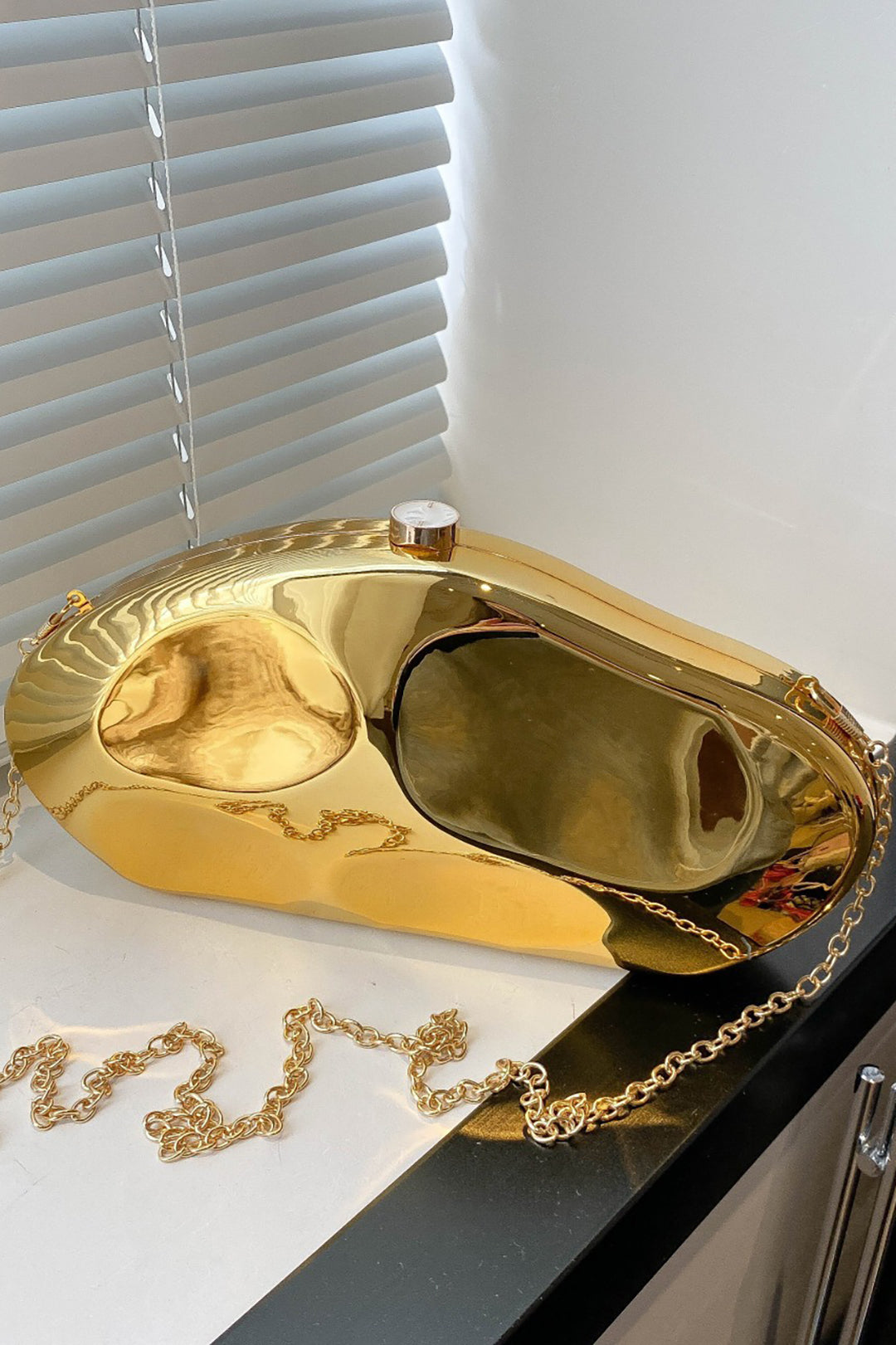 Metallic Box Shape Clutch Bag