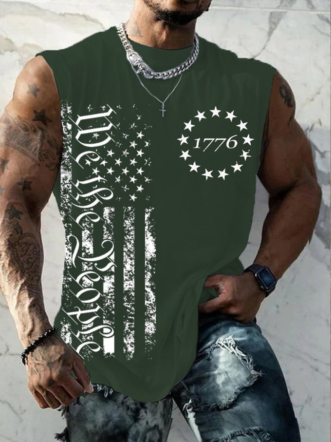Men's Independence Day We The People Flag Print Tank Top