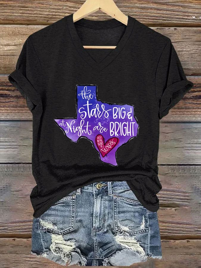 Women's God Bless Texas Casual V-Neck T-Shirt