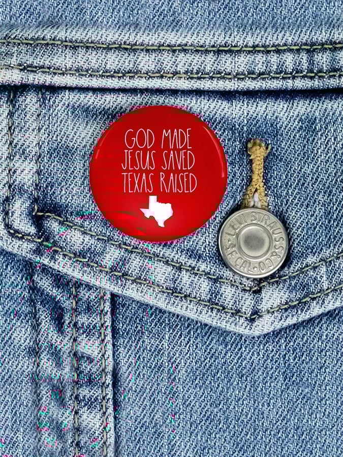 🙏💔Join us in praying for Texas.🙏Vintage Texas Strong God Made Jesus Saved Texas Raised Print Brooch