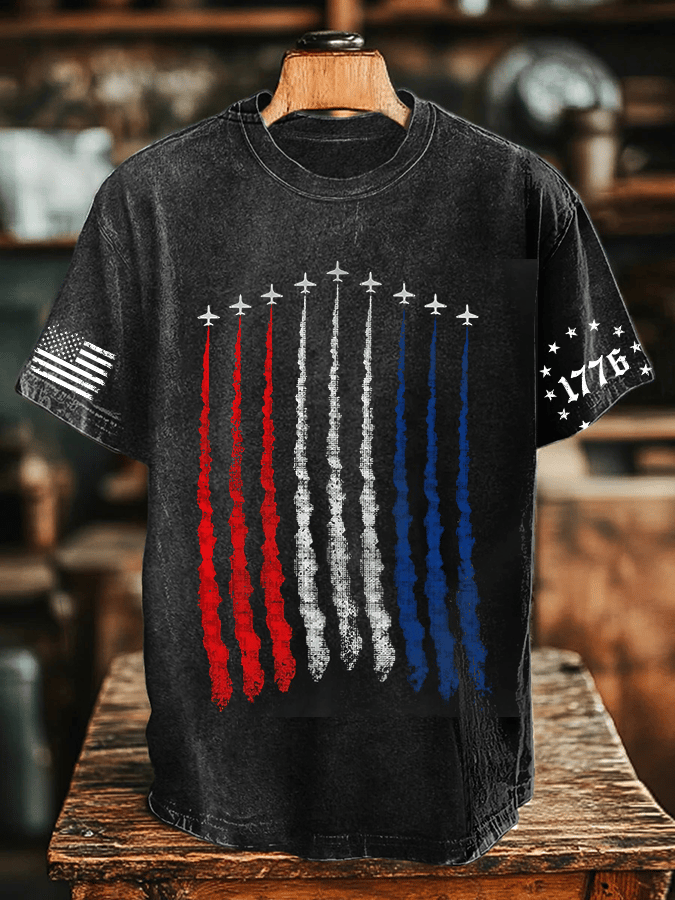 Men's Independence Day Printed Cotton Washed T-Shirt