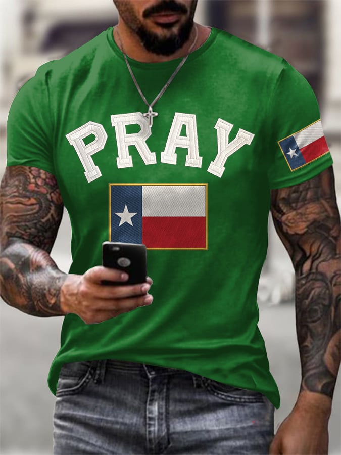 ๐๐Join us in praying for Texas.๐Men's Retro Pray For Texas Texas Strong Print T-Shirt