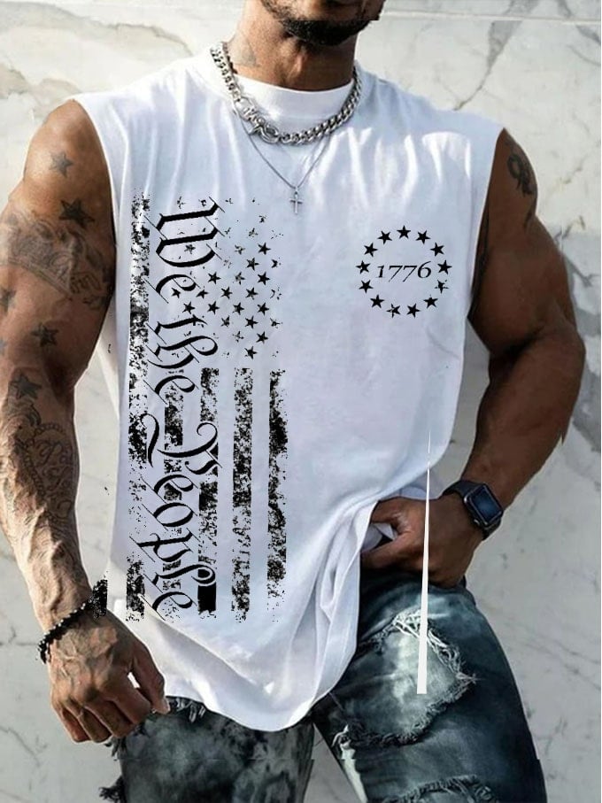 Men's Independence Day We The People Flag Print Tank Top