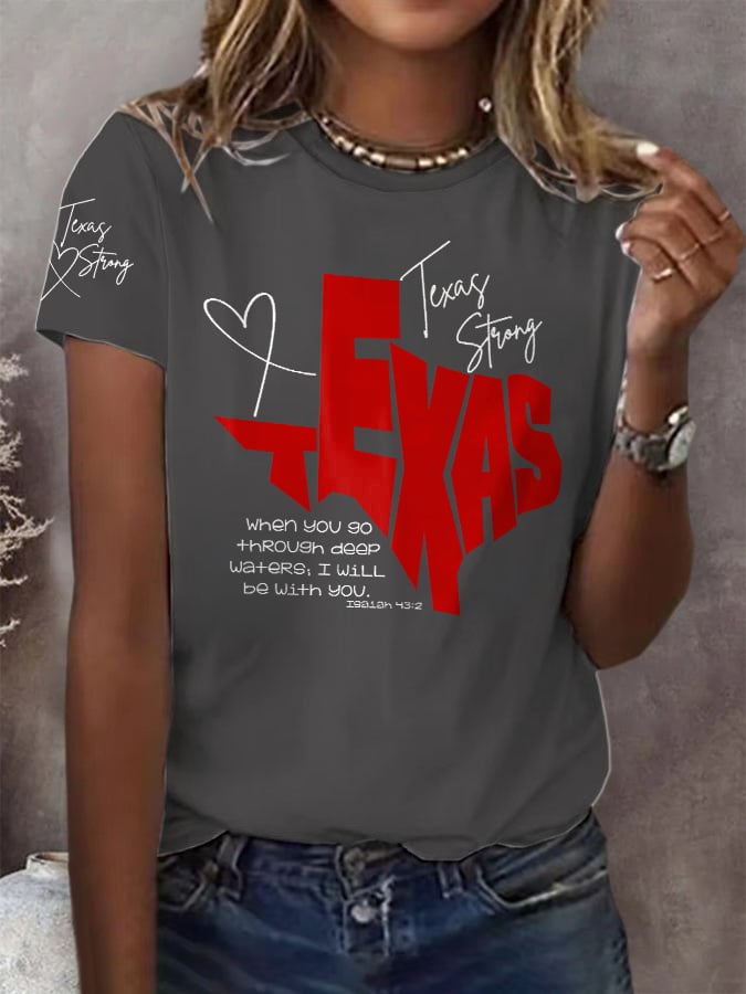 🙏💔Join us in praying for Texas.🙏Retro Texas Strong When You Go Through Deep Waters, I Will Be With You. Isaiah 43:2 Print T-Shirt