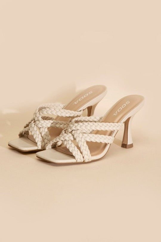 Lena Double Cross Braided Heels