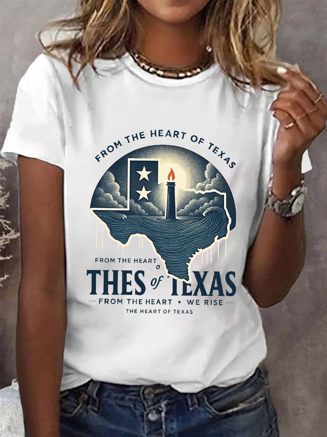 🙏💔Join us in praying for Texas.🙏Women's Texas Strong Print Crew Neck T-Shirt