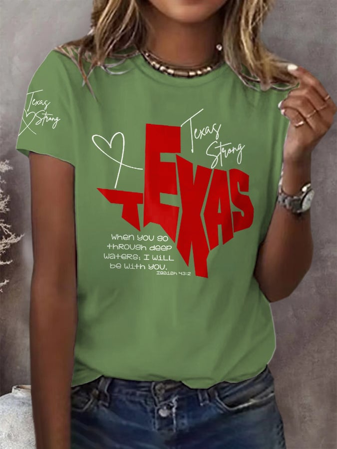 🙏💔Join us in praying for Texas.🙏Retro Texas Strong When You Go Through Deep Waters, I Will Be With You. Isaiah 43:2 Print T-Shirt