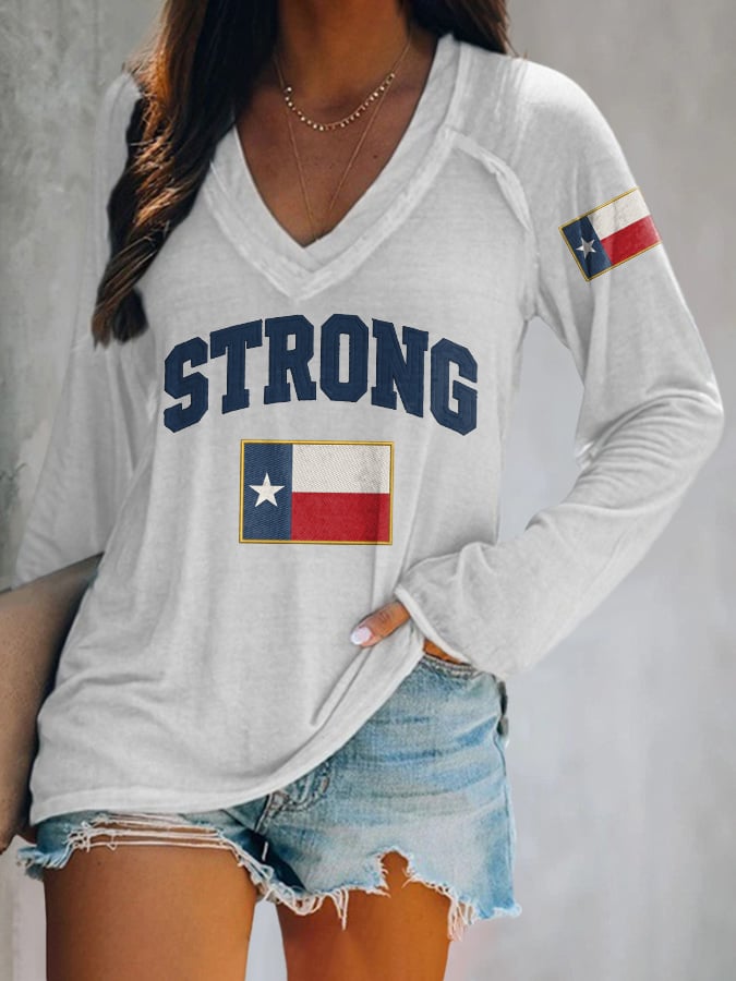 ππJoin us in praying for Texas.πV-neck Retro Texas Strong Prayers For Texas Print T-Shirt