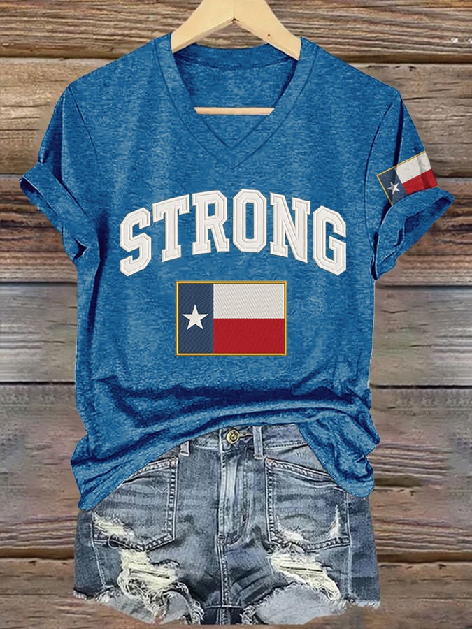 ππJoin us in praying for Texas.πV-Neck Retro Pray For Texas Texas Strong Print T-Shirt