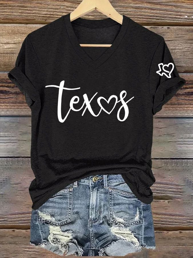 🙏💔Join us in praying for Texas.🙏Women's Texas With Heart Printed T-shirt